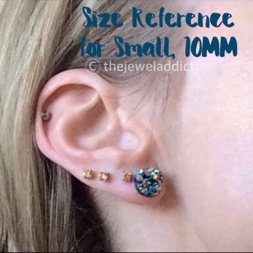 3 for 15🎀maroon faux Druzy black studs - Picture 5 of 7